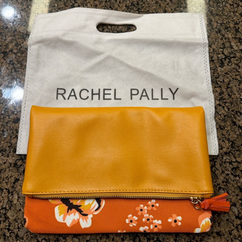 Rachel Pally Clutch Brand new w/ Dust Bag Orange Floral Pattern & Gold NWOT